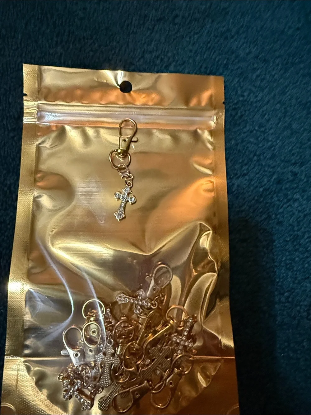 Gold Cross Pendant keychain - set of 12
